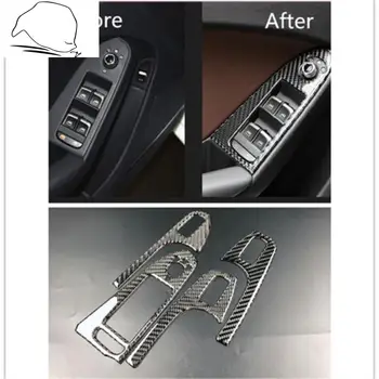 Araba Kapı Pencere Asansör Cam Anahtarı Düğmeleri Kapak Kol Dayama Paneli Çerçeve Trim karbon fiber dekorasyon için Audi A4 B8 2009 - 2016