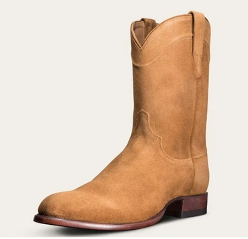 Basit süet med buzağı kadın botları Yeni Çizmeler Platformu Chelsea Çizmeler Sonbahar Kış kovboy çizmeleri Ayakkabı Artı Boyutu 38-48 bayan-2