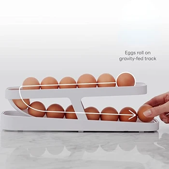 Otomatik Yumurta saklama kutusu Plastik Haddeleme Yumurta Tutucu Sepet Konteyner Dağıtıcı Organizatör Dolap Buzdolabı Mutfak Yumurta Tepsisi