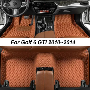 Özel Lüks Paspaslar Golf 6 GTI 2010 ~ 2014 Kırışıklık YOK araba paspasları Aksesuarları İç Yedek Parçalar Tam Set