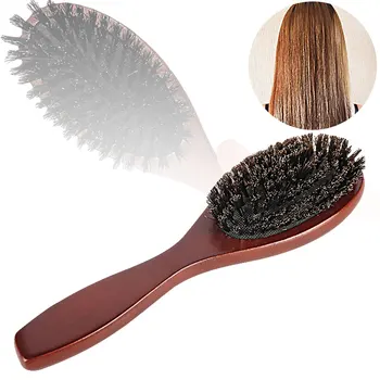 Doğal domuzu kıl saç fırçası masaj tarak Anti-statik saç derisi kürek fırça