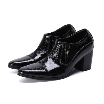 El yapımı Erkek Düğün Oxford Ayakkabı Siyah Hakiki Deri Elbise yüksek topuklu ayakkabı İş Zapatos Resmi Ayakkabı Erkekler İçin
