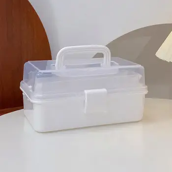 Pratik Masaüstü saklama kutusu Ergonomik Saplı şeffaf plastik saklama kabı saklama kutusu Okul Sınıf El kırtasiye malzemesi saklama kutusu