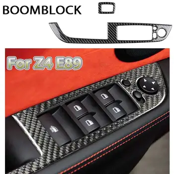 BOOMBLOCK Karbon Fiber Pencere Kaldırıcı Kontrol Çerçeve Anahtarı Kol Dayama Paneli Trim araba Iç aksesuarları Için BMW Z4 e89 2009-2015