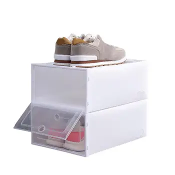 Moda S / M Flip-Açık Kapak Şeffaf İstiflenebilir saklama kutusu Ayakkabı Çekmece Durumda Organizatör Yurdu Ev Gereçleri