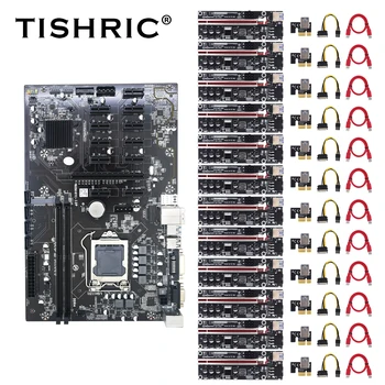 TISHRIC B250 Madencilik Anakart + 12 ADET Yükseltici 011 Pro 6Pin BTC B250B CPU DDR4 LGA1151 Yuvası Yükseltici Ekran Kartı Madencilik Madenci