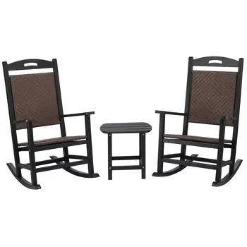 Açık Hasır sallanan sandalye, Veranda Rattan Rocker Sandalye Çelik Çerçeve, Sallanan Çim Sandalye Veranda Mobilya, yüksek sırtlı sandalye