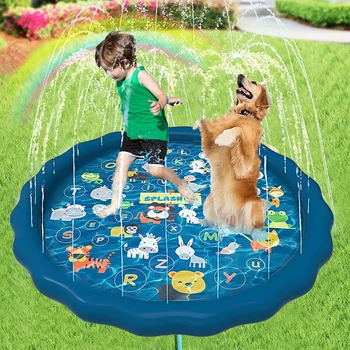 170CM Pet Yağmurlama Pedi Çocuk Oyun su paspası Yaz Şişme Su Püskürtme Pedi Oyun soğutma matı Sprey Pedi Çocuklar Köpekler Playmat
