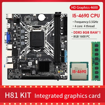 H81 Anakart KİTİ LGA 1150 çekirdek İ5 4690 İşlemci DDR3 8GB 1600MHz PC RAM bellek USB3. 0 SATA3. 0 Entegre grafik Kartı