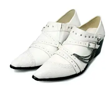 Gündelik erkek ayakkabısı İngiltere sivri siyah rugan elmas toka erkek ayakkabıları yüksek kabartmalı yüksek topuklu