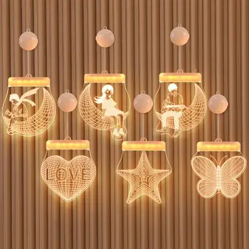 Tatil odası dekorasyon ışıkları beş köşeli yıldız 3d pil asılı ışık yaratıcı itirafı hediye gece lambası ev eşyaları