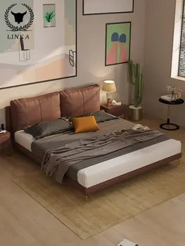 Italyan ışık lüks 1.8 M teknoloji Kumaş Yatak Ana yatak Odası İskandinav Çift Kişilik Yatak Örgü kırmızı yatak Modern Minimalist Yumuşak