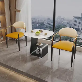 Modern Kaya Kurulu Müzakere Balkon Küçük Masa ve Sandalye Kombinasyonu Çay Modern Otel Otel Resepsiyon çay masası Sandalye Üç