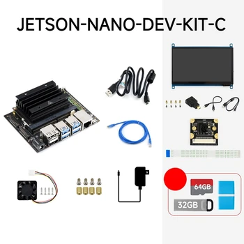 Için Jetson Nano 4G Geliştirme Kiti İle 800W Kamera + Ağ Kablosu + 32G USB sürücüsü + 64G SD Kart + Okuyucu + Güç Kablosu
