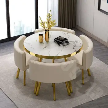 Işık lüks müzakere net ünlü satış ofis resepsiyon küçük yuvarlak masa sandalye kombinasyonu dükkanı yemek masası ve sandalye