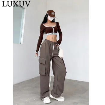 LUXUV 2023 Sweatpants Marka Kadın Pantolon Rahat Pantolon Atletik Spor Gevşek İnce Koşu Spor Giyim Tasarım Sokak