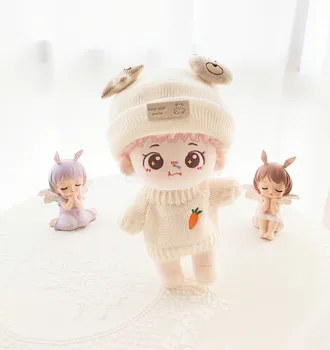 20cm Kore Kpop EXO oyuncak bebek giysileri Sevimli Örme kazak şapka Havuç ayı takım doldurulmuş oyuncak Bebek Peluş Idol Bebek Hediye