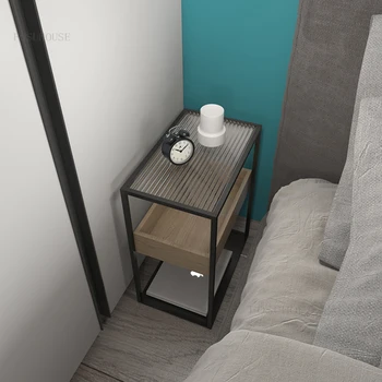 Iskandinav katı ahşap Komidin yatak odası mobilyası Mini Yaratıcı Komidin Yatak Odası için Modern Minimalist Cam Depolama Komodinler