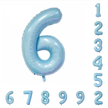 1-10 Yaşında Çocuklar Mavi Numarası Balon Buket Doğum Günü Balon Garland Kemer Seti çocuk DIY Doğum Günü Partisi Dekoru Bebek Duş