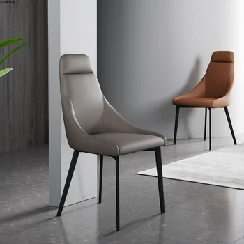 İskandinav yemek sandalyesi Lüks Deri Ev Yaratıcı yemek sandalyeleri Arkalığı Tasarımcı Demir Sandalye Minimalist Modern mutfak mobilyası