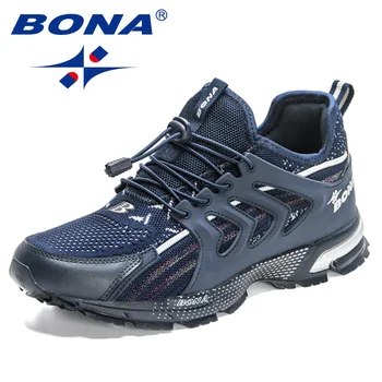BONA 2023 Yeni Tasarımcılar koşu ayakkabıları Çapraz Nefes spor ayakkabılar Giyilebilir Sneakers rahat ayakkabılar Nefes kumaş Adam Yürüyüş