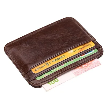 Yeni Varış İnce Vintage erkek Hakiki Deri Küçük cüzdan İnce Kredi kart tutucu Para Çantası KİMLİK Kartı Durumda Mini Çanta erkek