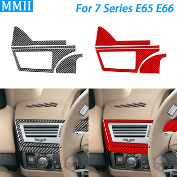 BMW 7 Serisi için E65 E66 2002-2008 Gerçek Karbon Fiber Sürücü Dashboard Sol Yan Hava Çıkış Paneli ayar kapağı Araba İç Sticker