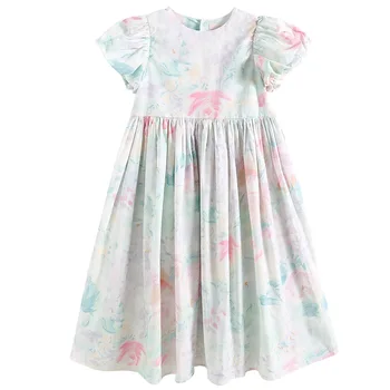 Kızlar yaz elbisesi 2023 Yeni Çocuk Zarif Parti Giyim Sevimli Çocuklar Puf Kollu Prenses Elbiseler, #7304