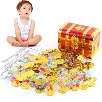 100 Adet Plastik Hazine Korsan altın madalyonlar Sahne Oyuncaklar Cadılar Bayramı Dekorasyon Çocuklar Doğum Günü Partisi Hediyeler yılbaşı dekoru Aksesuarları