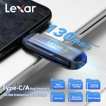 Lexar D400 USB 3.1 Tip-C Çift Bağlantı Noktalı Flash Sürücüler 130 mb/s Metal Flash Sürücü Cep Telefonu Bilgisayar için 32GB 64GB 128GB 256GB